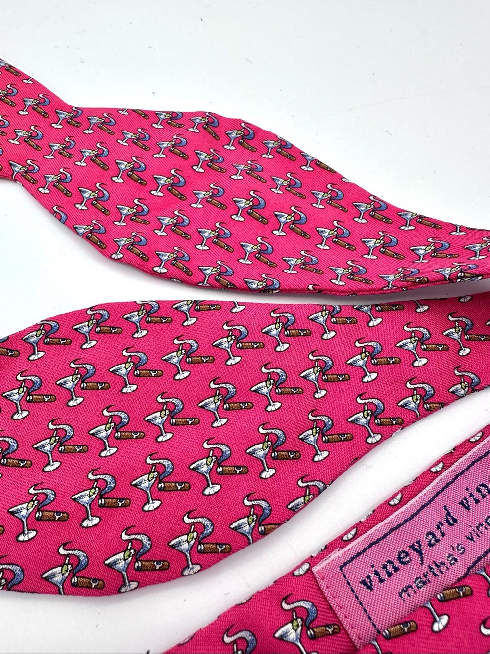 Vineyard Vines Pink Bow Tie - Martini & Cigar Print